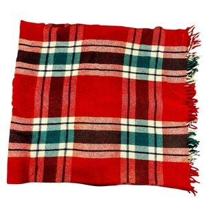 Wool O’ The West Red Green Plaid Throw Blanket